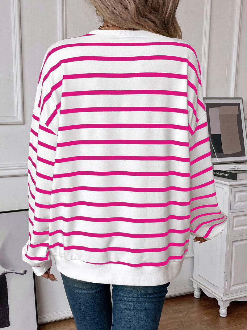 *4 COLORS* Striped Round Neck Long Sleeve Sweatshirt