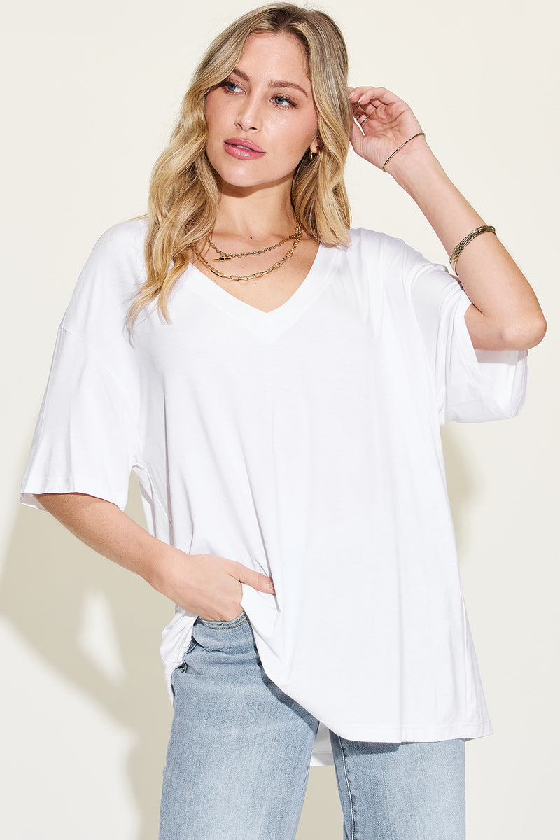 *4 COLORS* Bamboo V-Neck Drop Shoulder T-Shirt