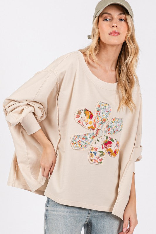 Flower Patch Dropped Shoulder Oversize Top