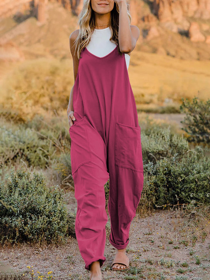 *2 COLORS* Sleeveless V-Neck Pocketed Jumpsuit