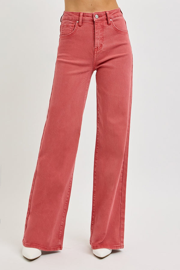 RISEN  High Rise Tummy Control Wide Leg Jeans