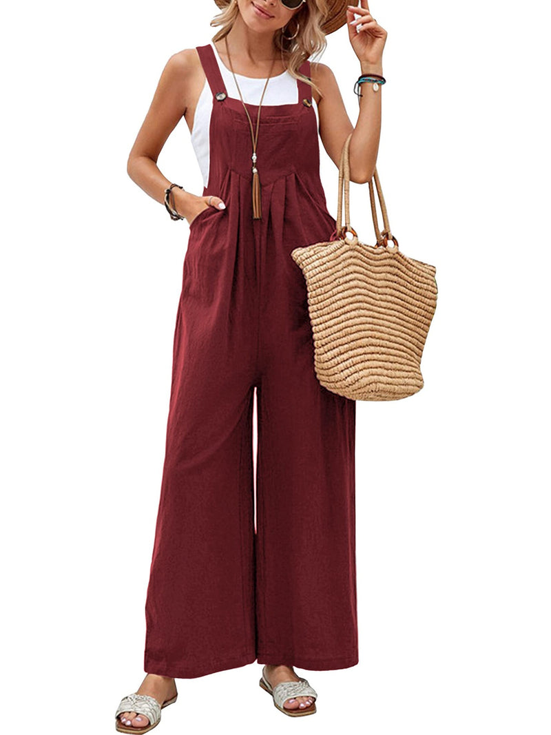 7 COLORS Square Neck Wide Strap Overalls