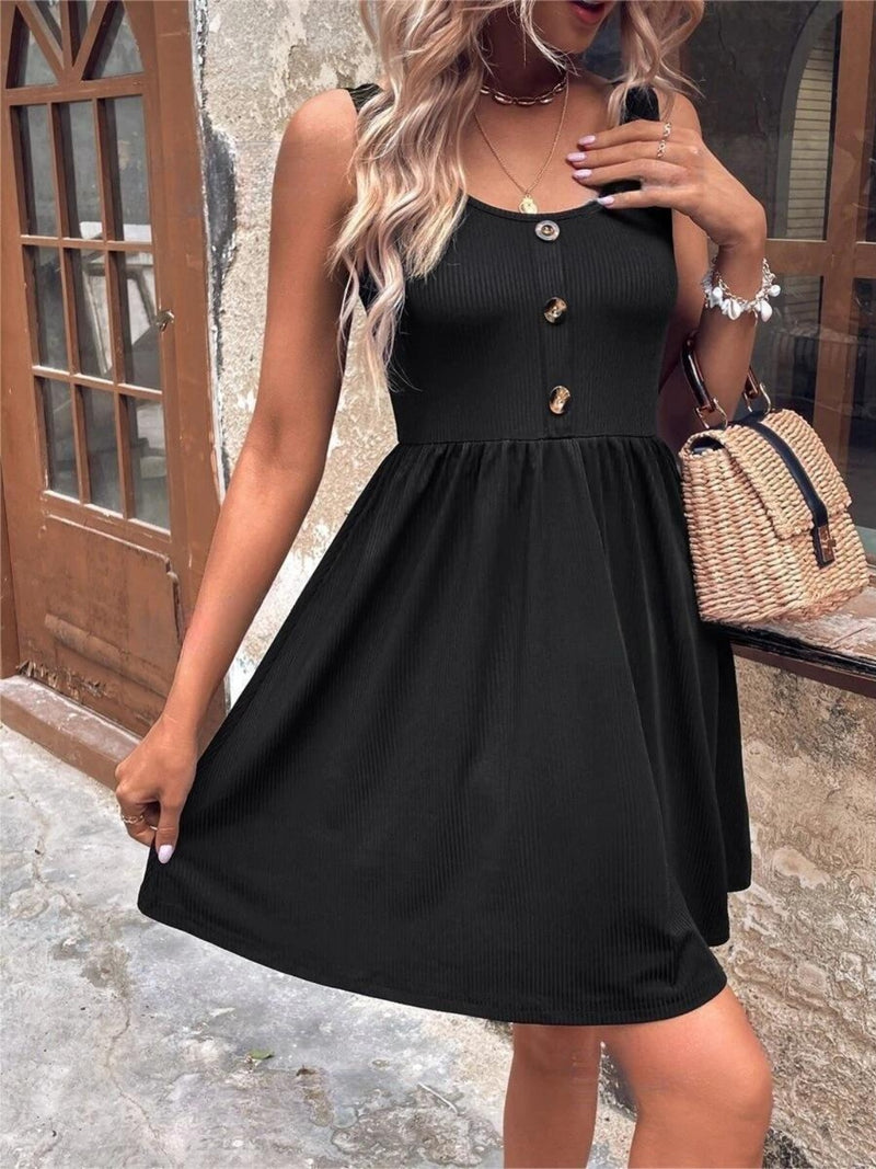 *2 COLORS* Scoop Neck Wide Strap Tank Dress