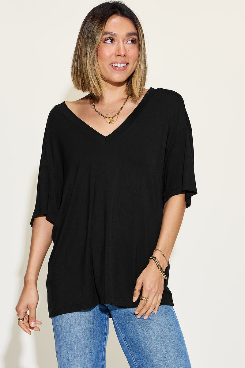 *4 COLORS* Bamboo V-Neck Drop Shoulder T-Shirt