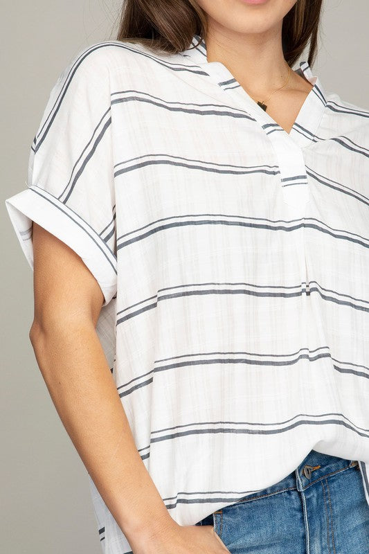 Henley Striped Top