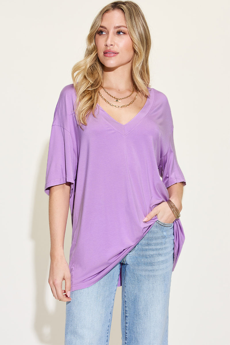 *4 COLORS* Bamboo V-Neck Drop Shoulder T-Shirt