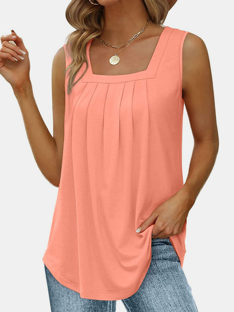 *6 COLORS* Ruched Square Neck Tank