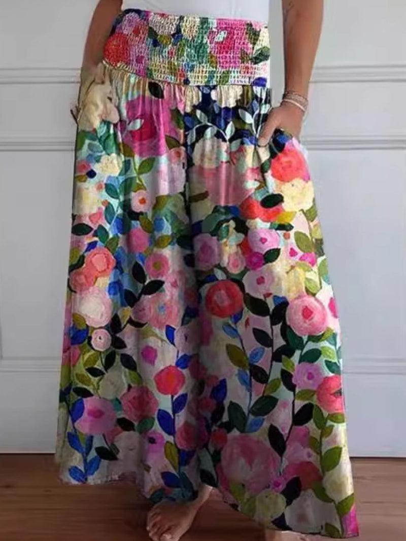 3 COLORS - Smocked Wide Leg Pants with Pockets