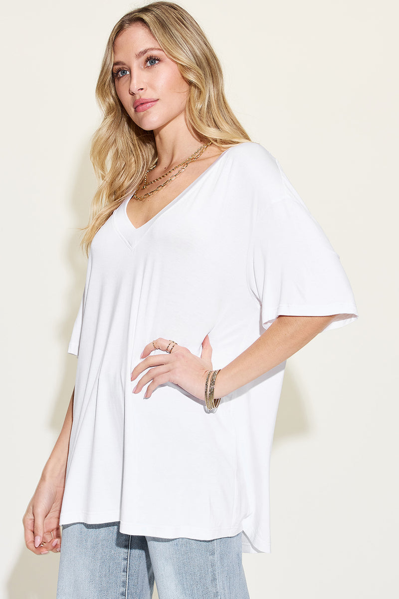 *4 COLORS* Bamboo V-Neck Drop Shoulder T-Shirt