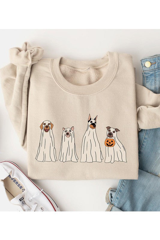 6 COLORS - Trick or Treat Dog Ghost Sweatshirt