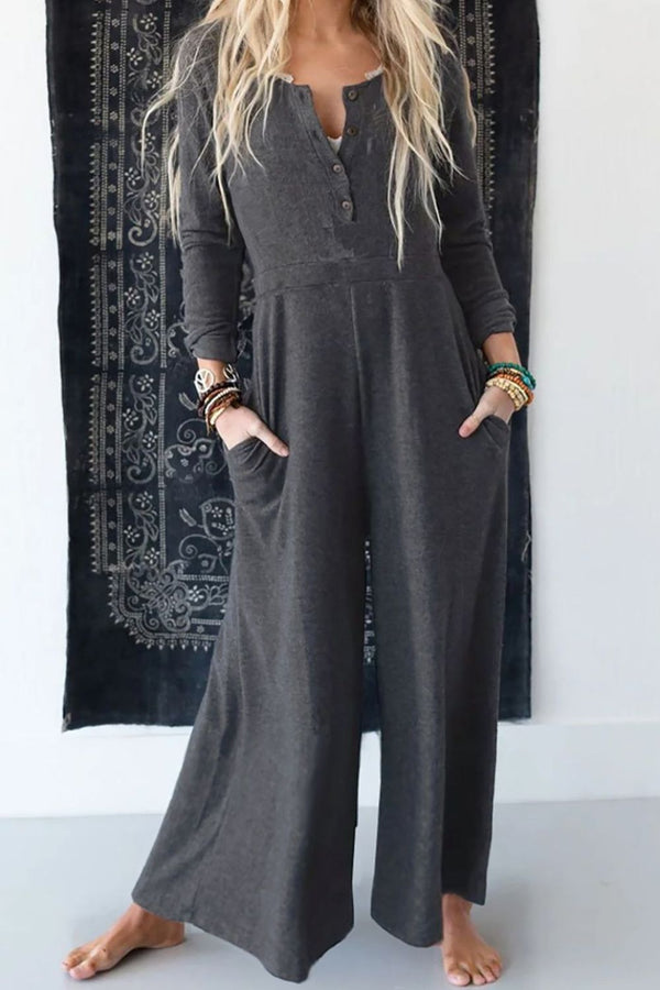 Perfect Fall Long Sleeve Wide Leg Jumpsuit