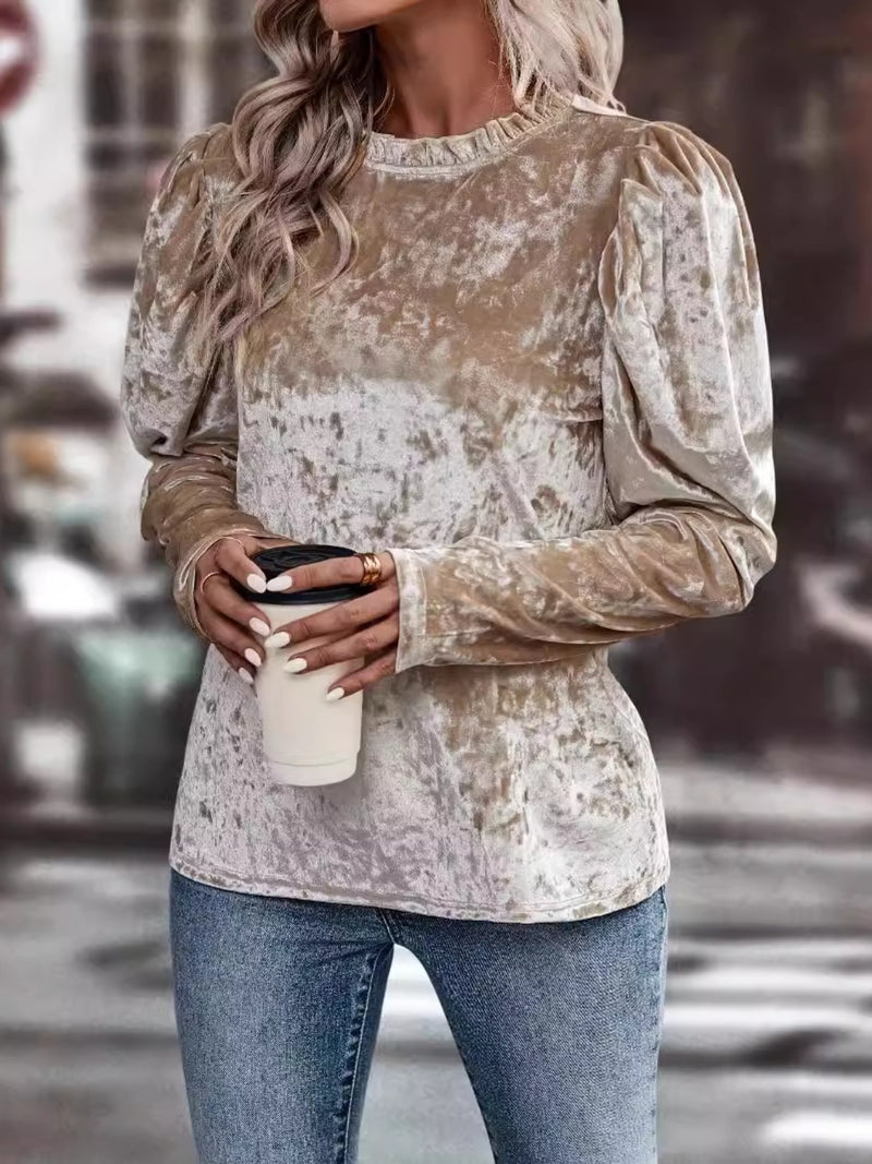 Frill Mock Neck Long Sleeve Top