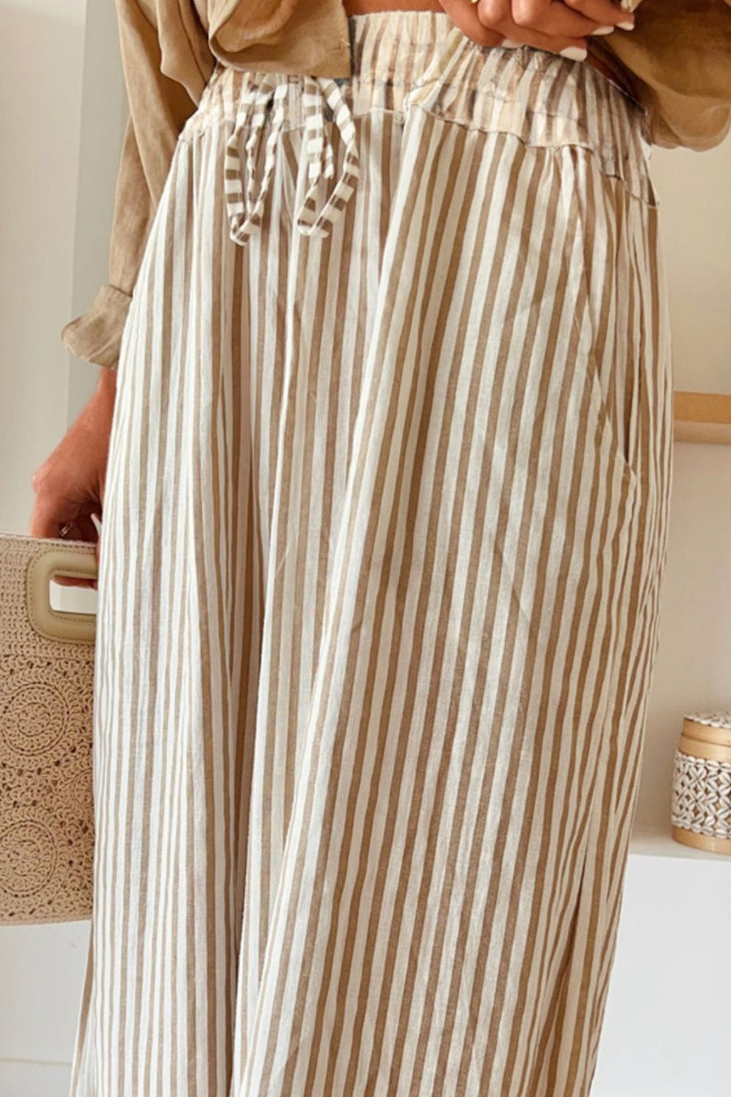 Early Release Pocketed Striped Wide Leg Pants