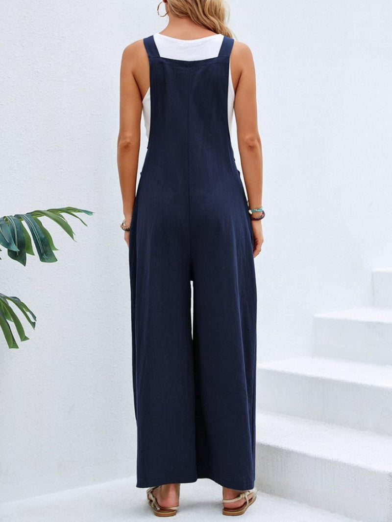 7 COLORS Square Neck Wide Strap Overalls