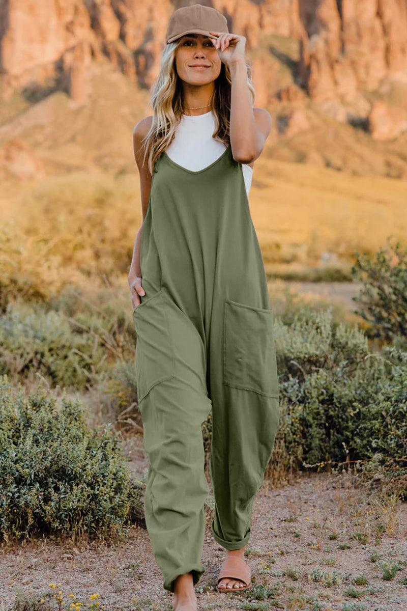 *6 COLORS*  V-Neck Sleeveless Jumpsuit with Pockets