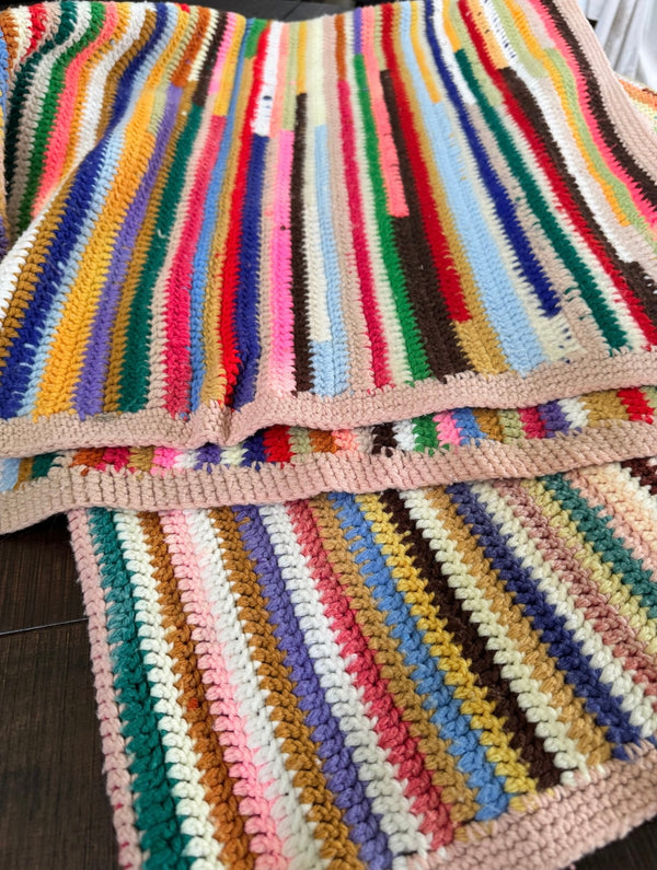 Vintage MCM Afghan Blanket 5 X 5
