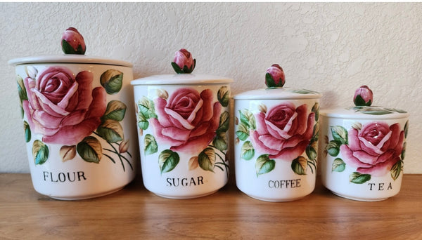 Lefton Americana Rose Canister Set
