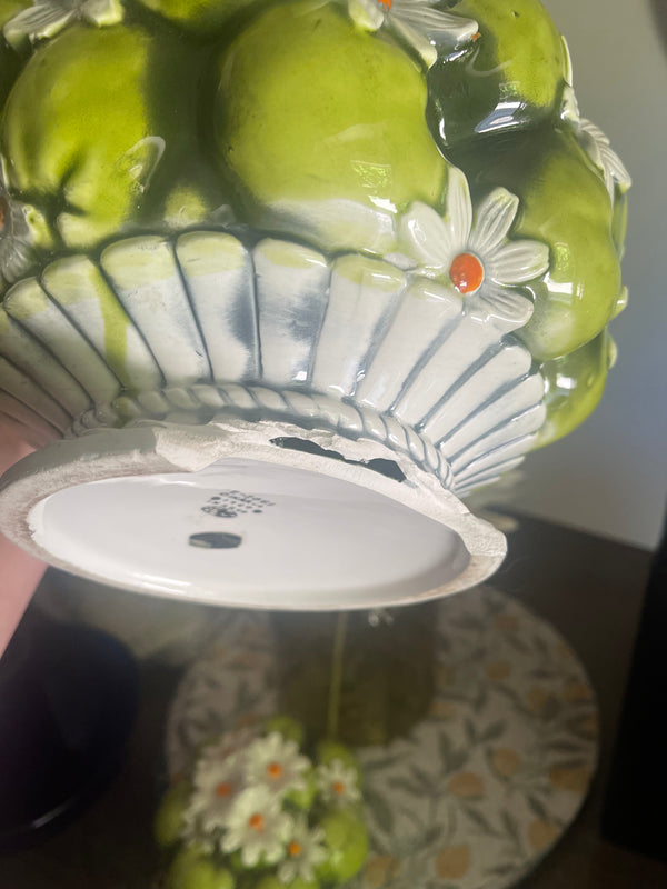 Green Apple & Daisy Top Vintage Cookie Jar  Inarco 1967 Ceramic