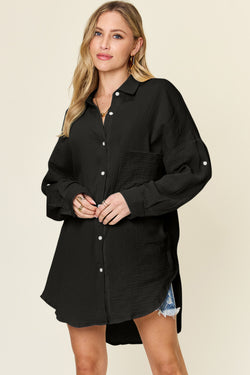 *5 COLORS*  Fall Pocketed Texture Button Up Shirt