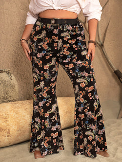 Plus Size Wide Leg BOHO  Printed Pants