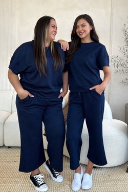 *4 COLORS* Texture Short Sleeve Top and Pants Set