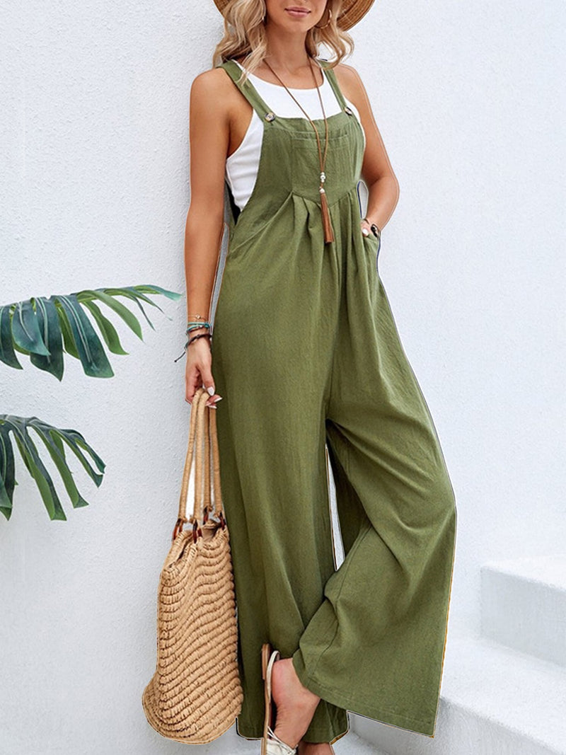 7 COLORS Square Neck Wide Strap Overalls