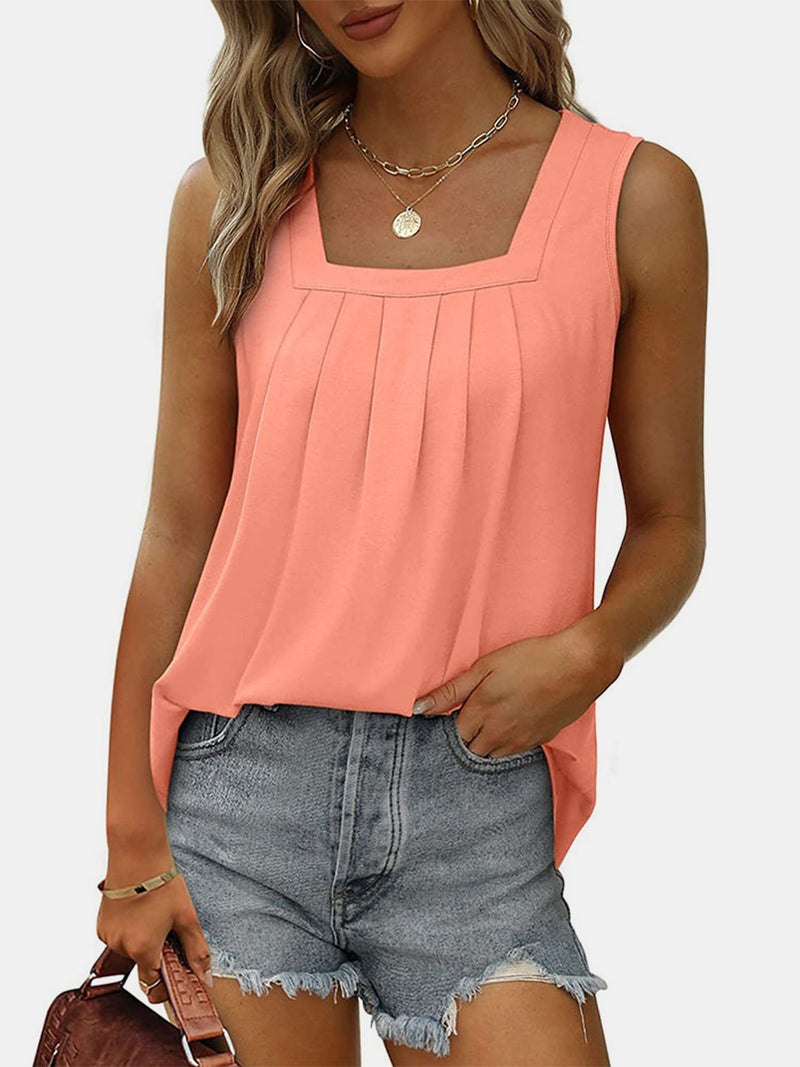 *6 COLORS* Ruched Square Neck Tank