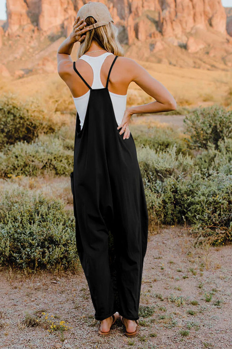 *6 COLORS*  V-Neck Sleeveless Jumpsuit with Pockets