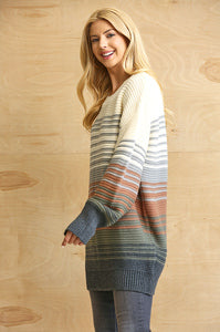 Oversized Blue Striped Sweater