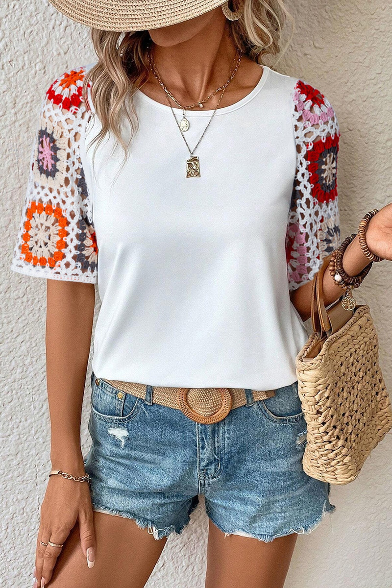 Crochet Sleeve Summer Blouse