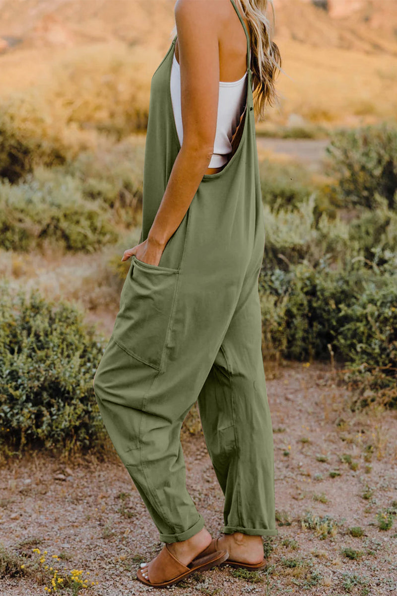 *6 COLORS*  V-Neck Sleeveless Jumpsuit with Pockets