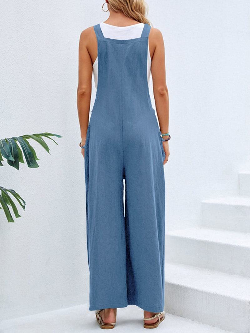 7 COLORS Square Neck Wide Strap Overalls