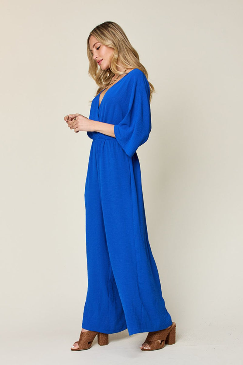 4 COLORS -  Classy Wide Leg Jumpsuit with Pockets