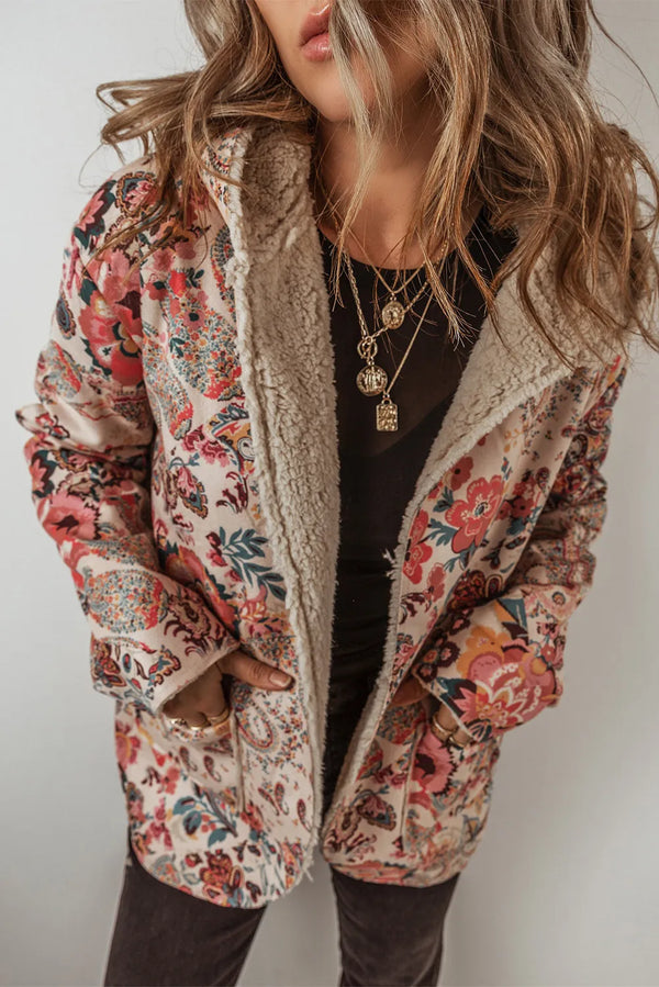 Floral Long Sleeve Hooded Jacket