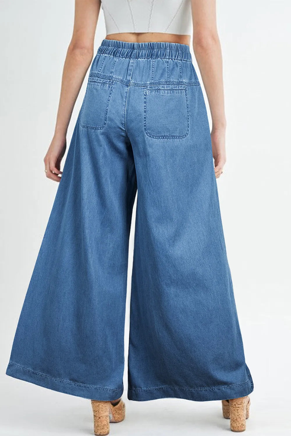 Drawstring Elastic Waist Wide Leg Jeans – Wild At Heart Boutique