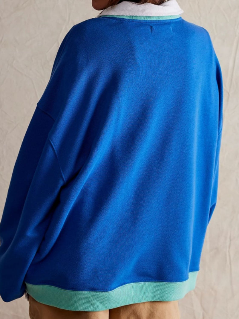 *6 COLORS* Contrast Trim Round Neck Long Sleeve Sweatshirt