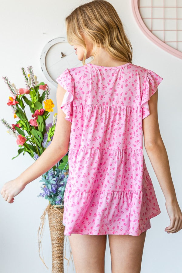 Floral Ruffled Tiered Top