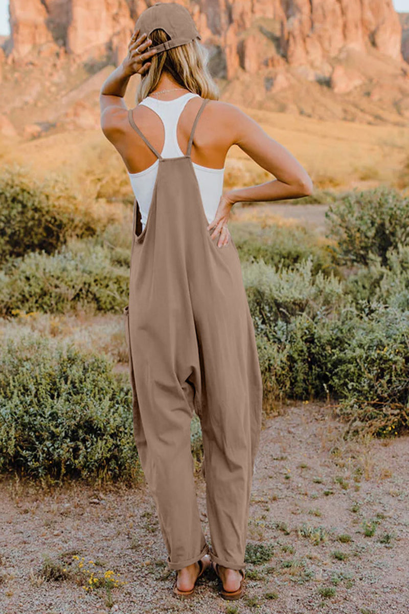 *6 COLORS*  V-Neck Sleeveless Jumpsuit with Pockets