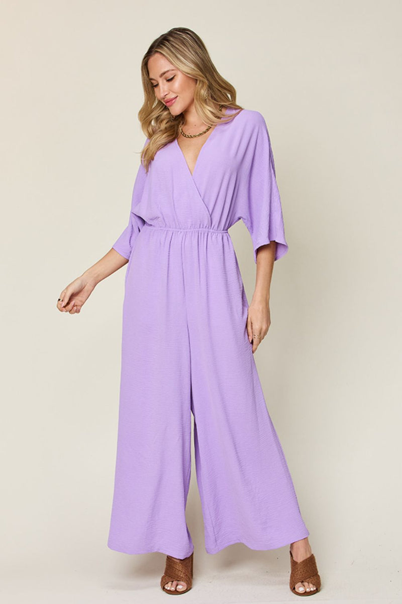 4 COLORS -  Classy Wide Leg Jumpsuit with Pockets