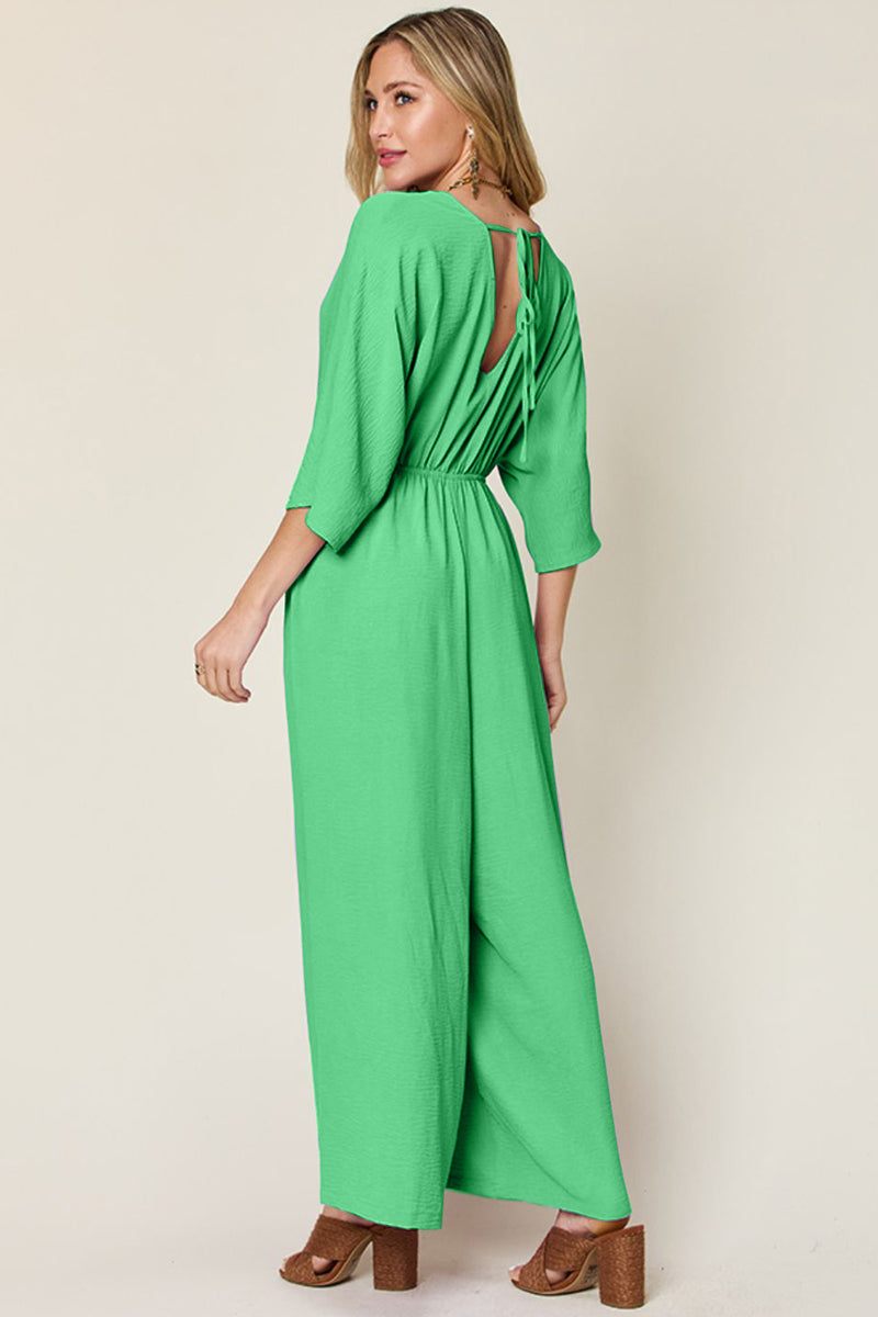 4 COLORS -  Classy Wide Leg Jumpsuit with Pockets