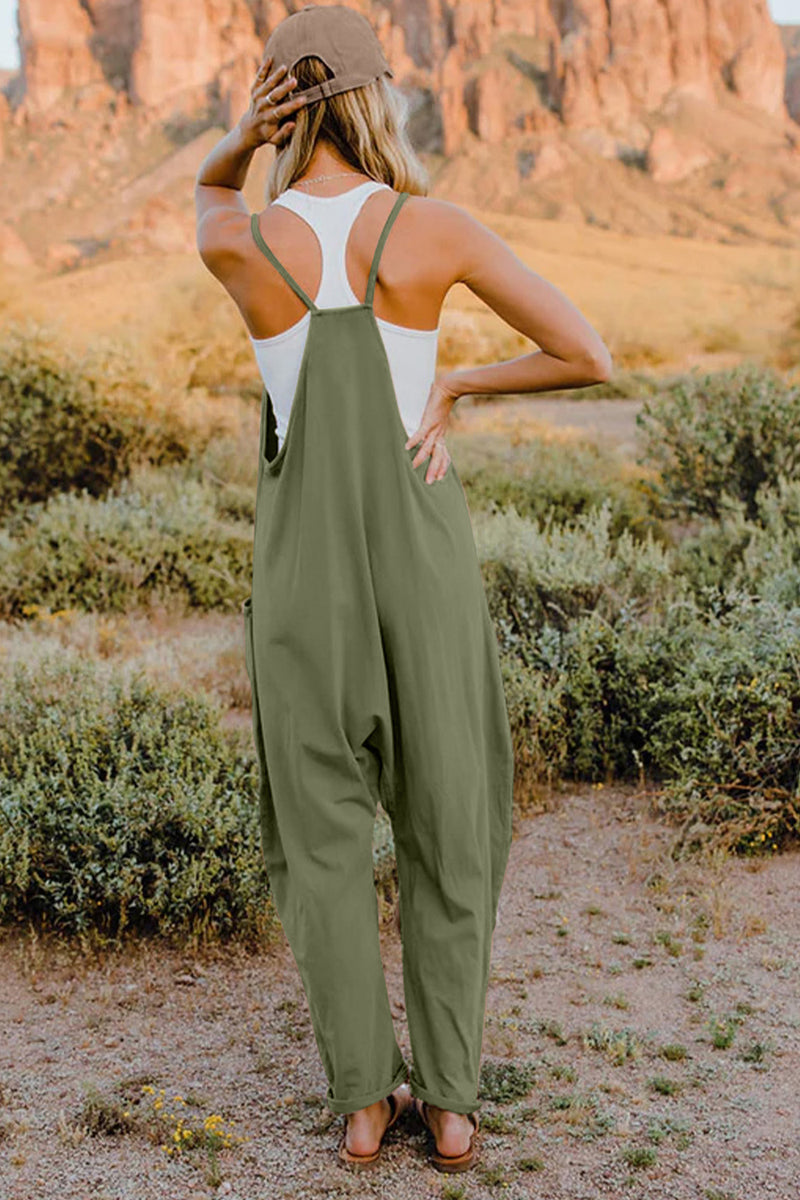 *6 COLORS*  V-Neck Sleeveless Jumpsuit with Pockets