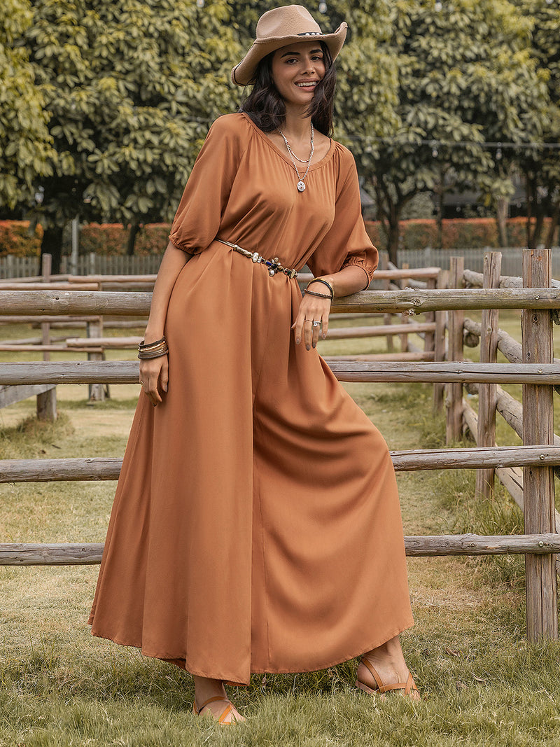 Teacher Approved Neck Half Sleeve Wide Leg Jumpsuit