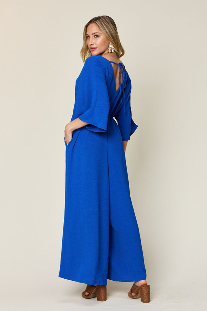 4 COLORS -  Classy Wide Leg Jumpsuit with Pockets