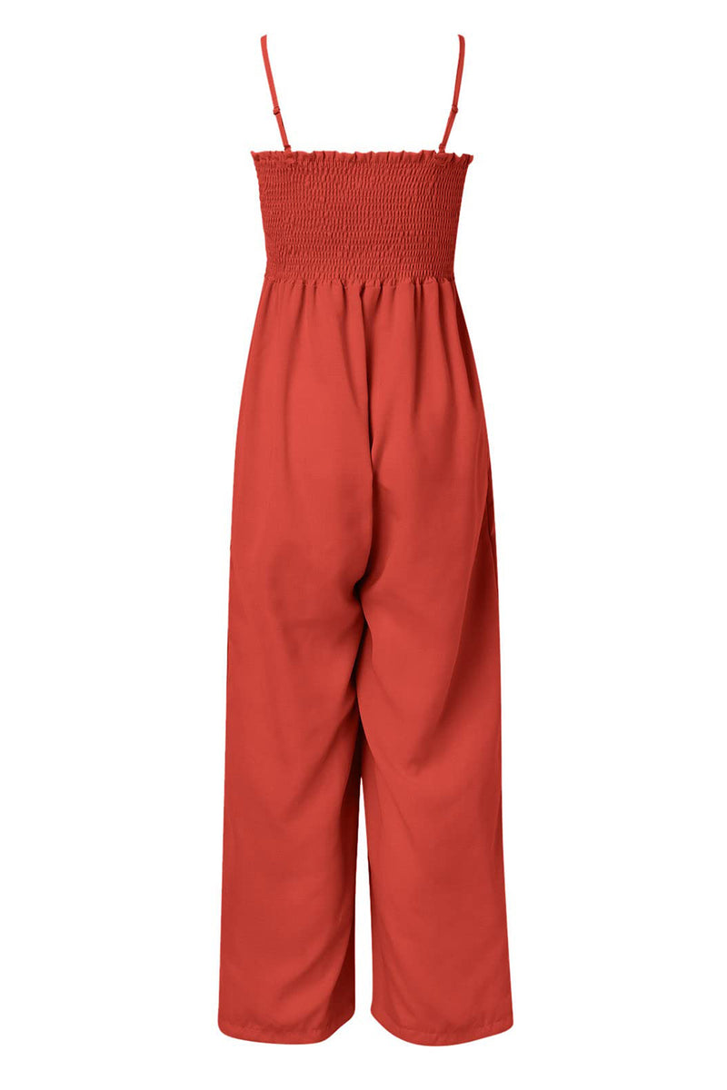 *5 COLORS* Smocked Spaghetti Strap Wide Leg Jumpsuit