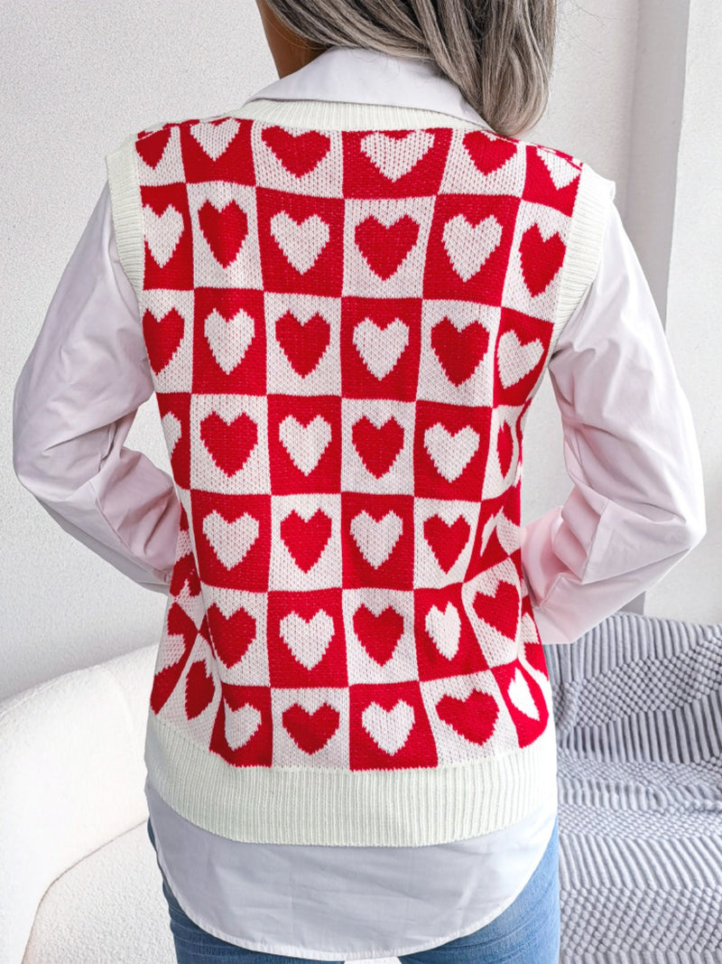 3 COLORS - Heart V-Neck Sweater Vest