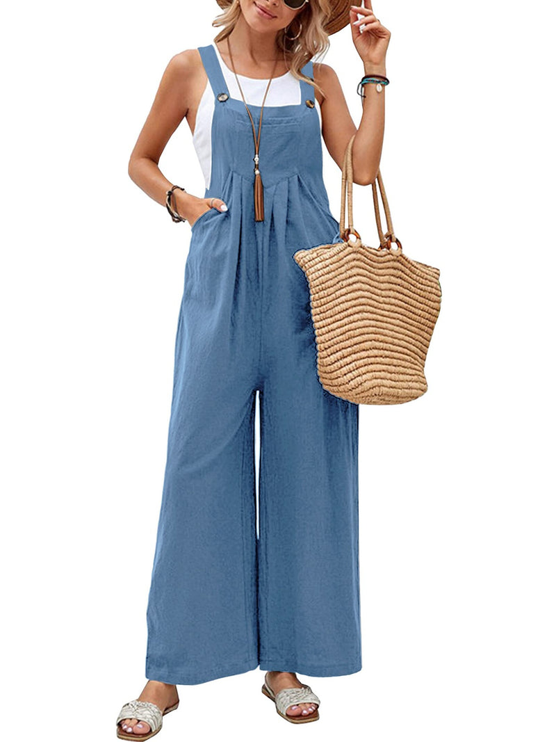 7 COLORS Square Neck Wide Strap Overalls