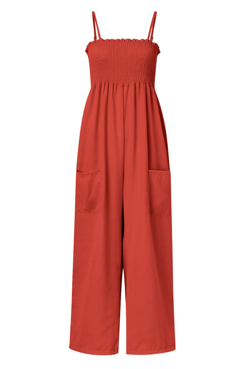 *5 COLORS* Smocked Spaghetti Strap Wide Leg Jumpsuit