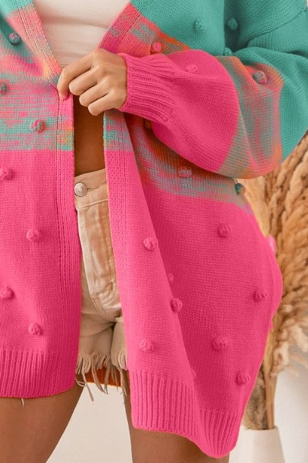 トップス bibiy. heart ponpon cardigan BiBi Color Block Ponpon Sweater Cardigan – Wild At Heart