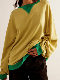 *6 COLORS* Contrast Trim Round Neck Long Sleeve Sweatshirt