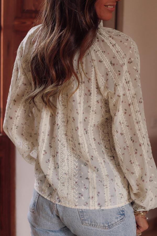 Willow Printed Tie Neck Long Sleeve Shirt